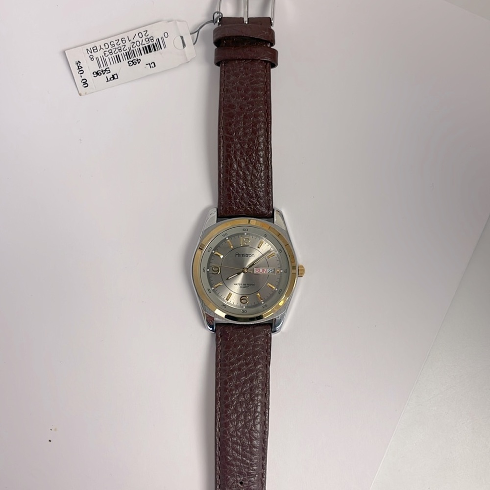Genuine leather day date Armitron watch. Brand new with tags.